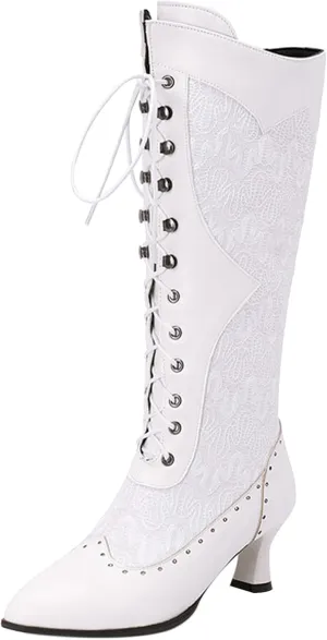NueiVeiuo Women Vintage Victorian 70s Boots Lace Up
