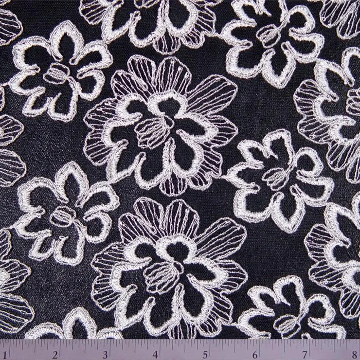 Nylon Floral Embroidery on Netting