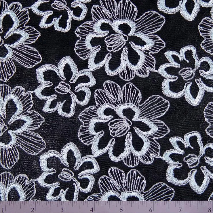 Nylon Floral Embroidery on Netting