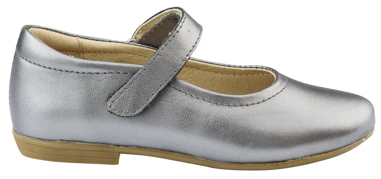 Old Soles Girl's Brule Sista Leather Mary Janes, Rich Silver