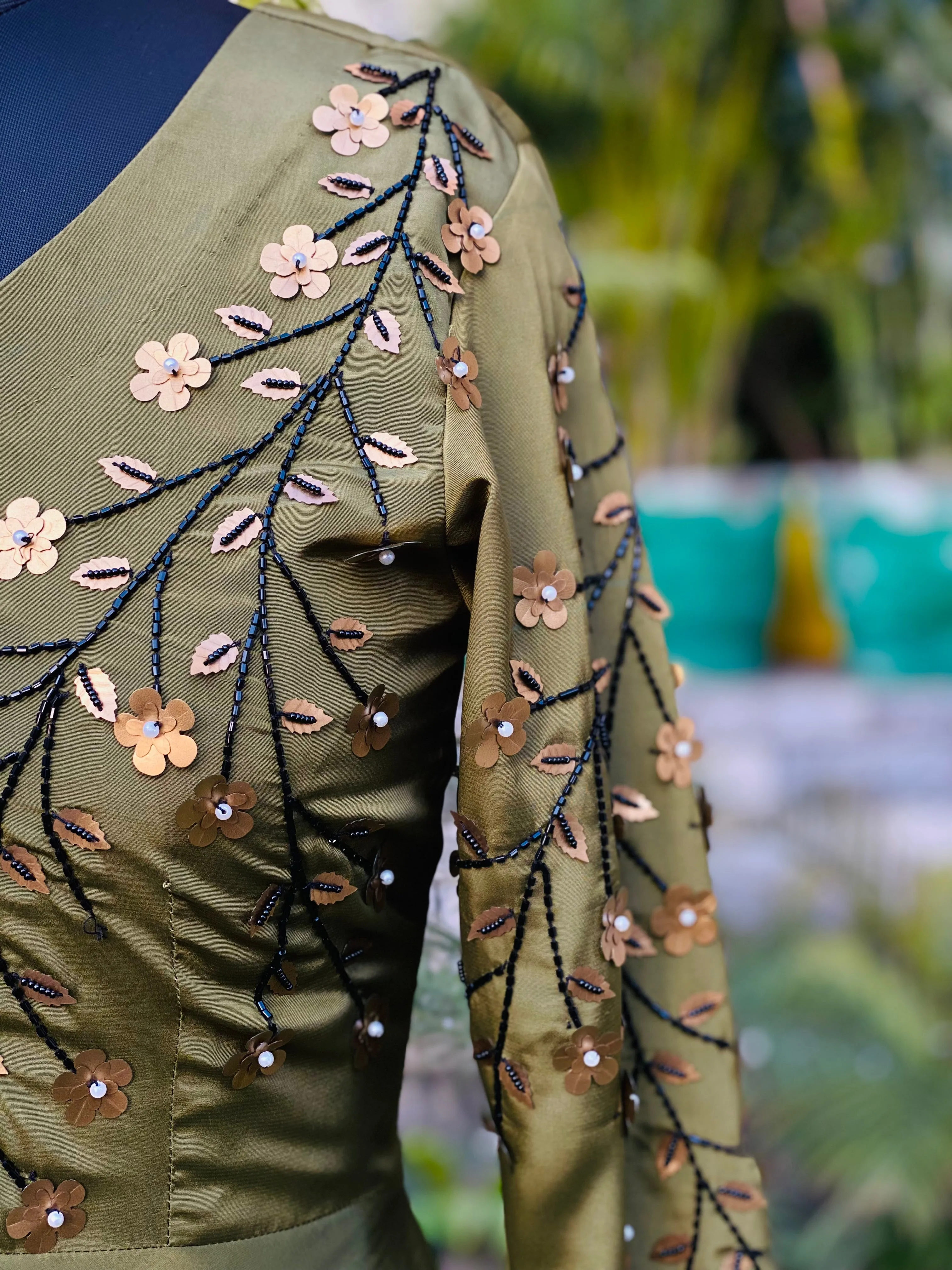 Olive Embroidered Garara Suit