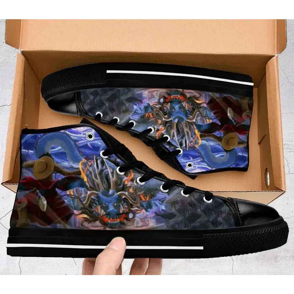 One Piece Anime Straw Hat vs Kaido Shoes High Top Sneakers for Kids and Adults