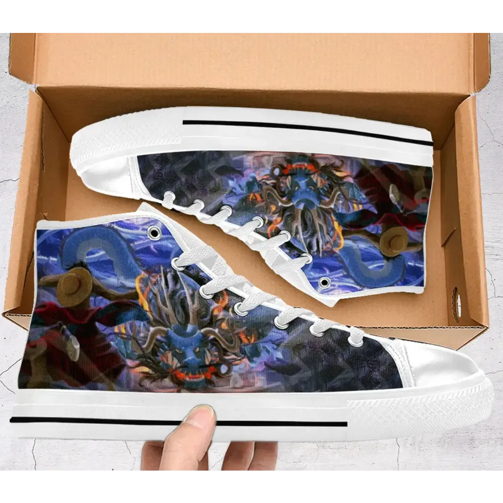 One Piece Anime Straw Hat vs Kaido Shoes High Top Sneakers for Kids and Adults