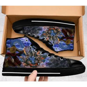 One Piece Anime Straw Hat vs Kaido Shoes High Top Sneakers for Kids and Adults