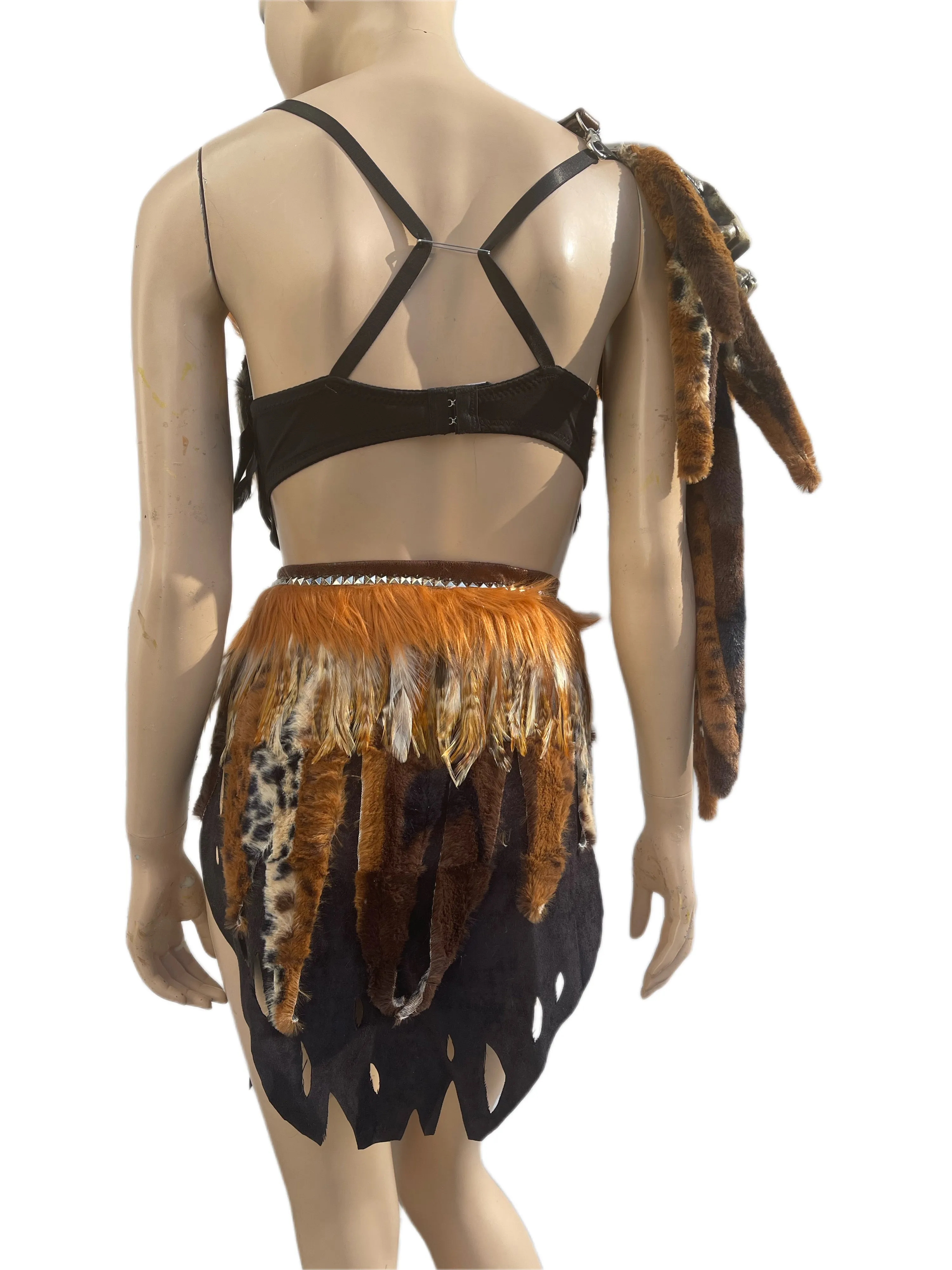 Orange and Brown Skull Viking Warrior Gladiator Costume
