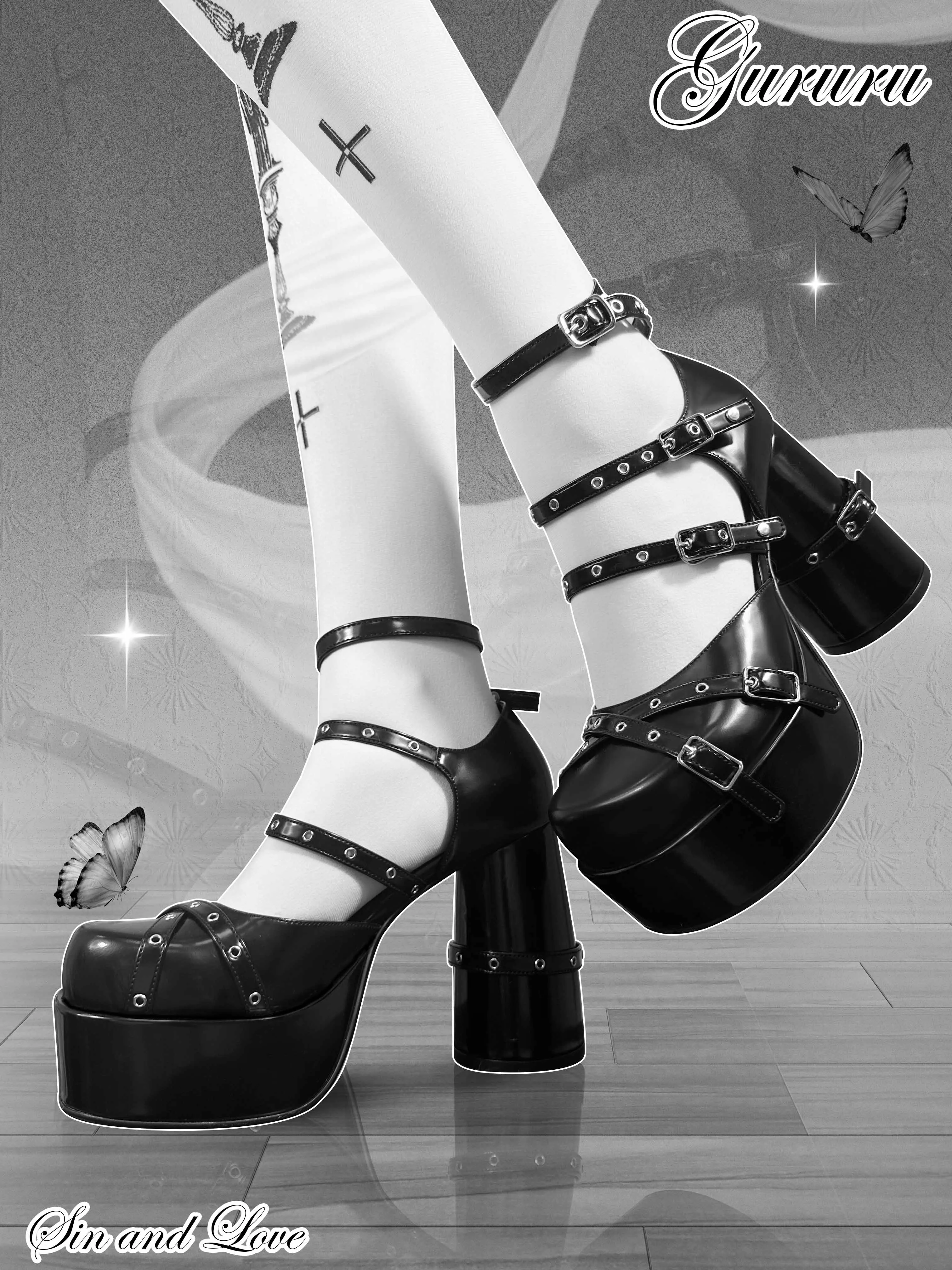 Original cross subculture gothic heels