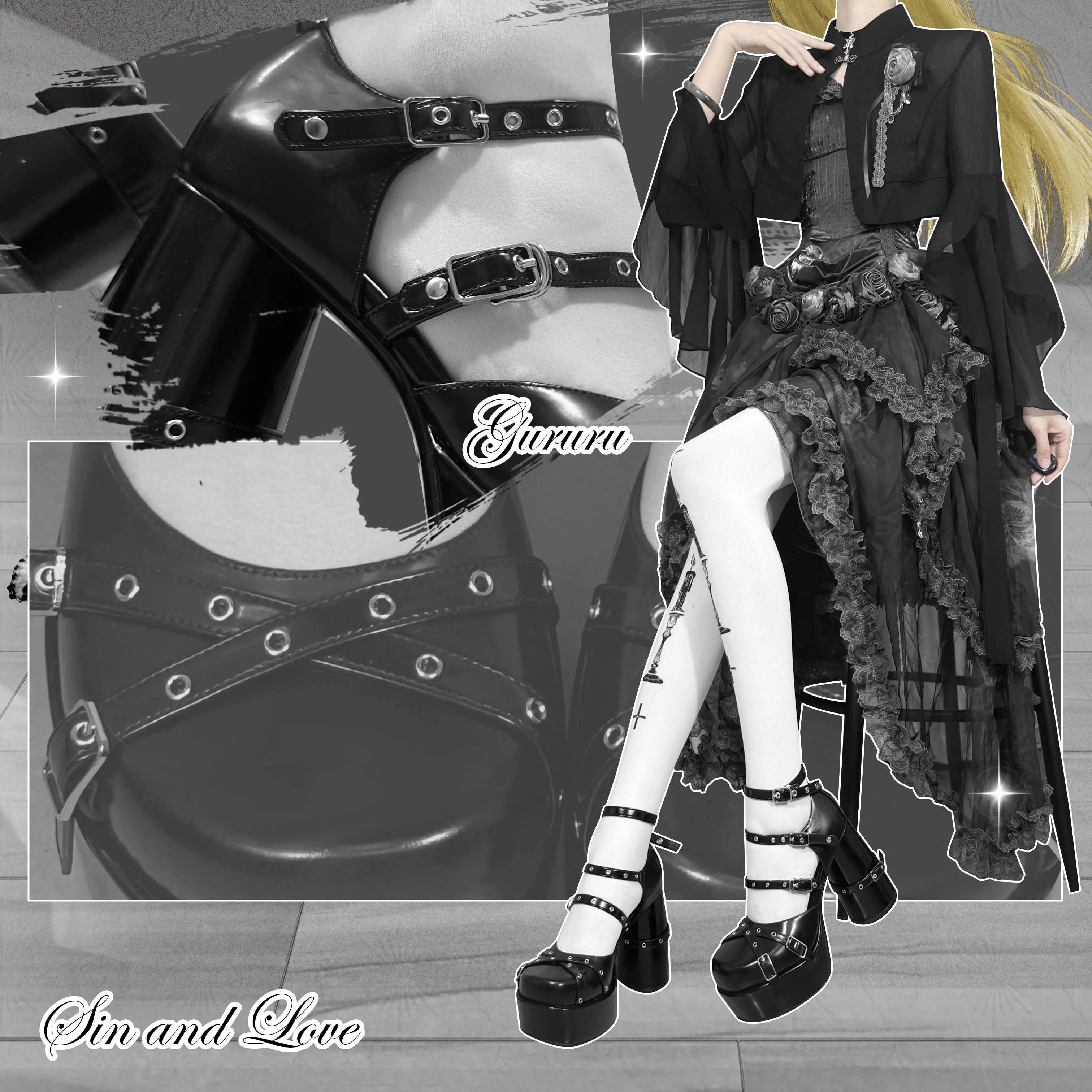 Original cross subculture gothic heels