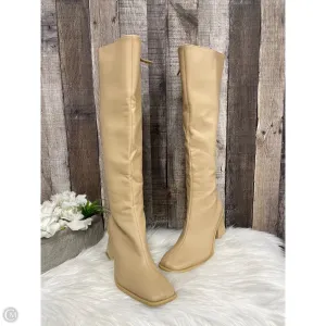 Low Profile Snowy Path Boots Knee Heels By Cme In Tan, Size: 8