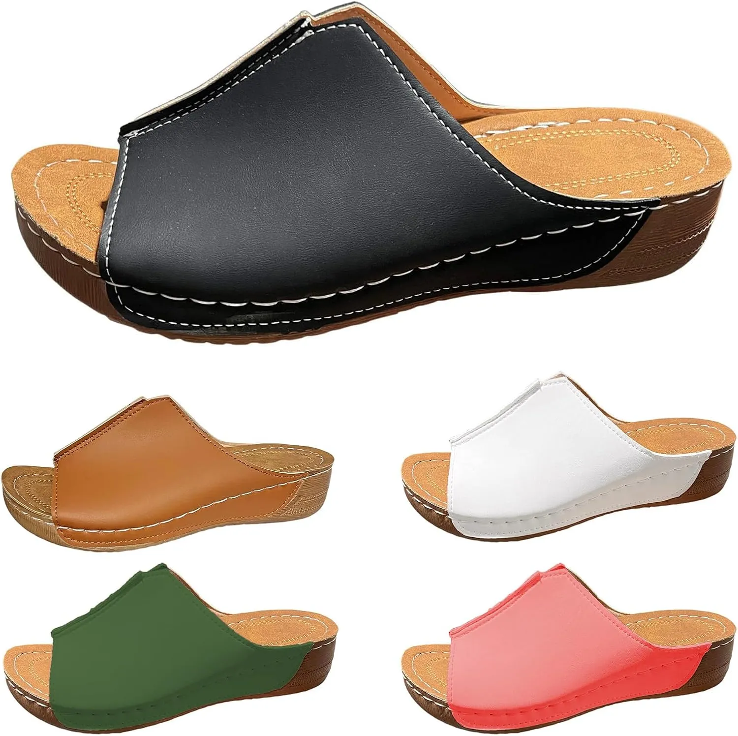 Orthopedic Sandals for Women Comfortable Dressy Casual Slides Wedge Slippers Open Toe Indoor Yoga Mat San