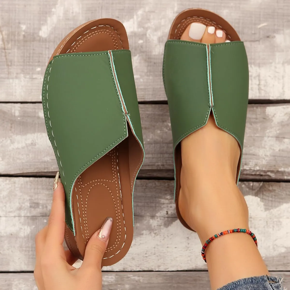 Orthopedic Sandals for Women Comfortable Dressy Casual Slides Wedge Slippers Open Toe Indoor Yoga Mat San