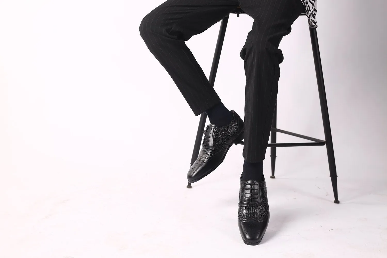 Oxford Vintage Leather Shoes Crocodile Pattern Leather Shoes