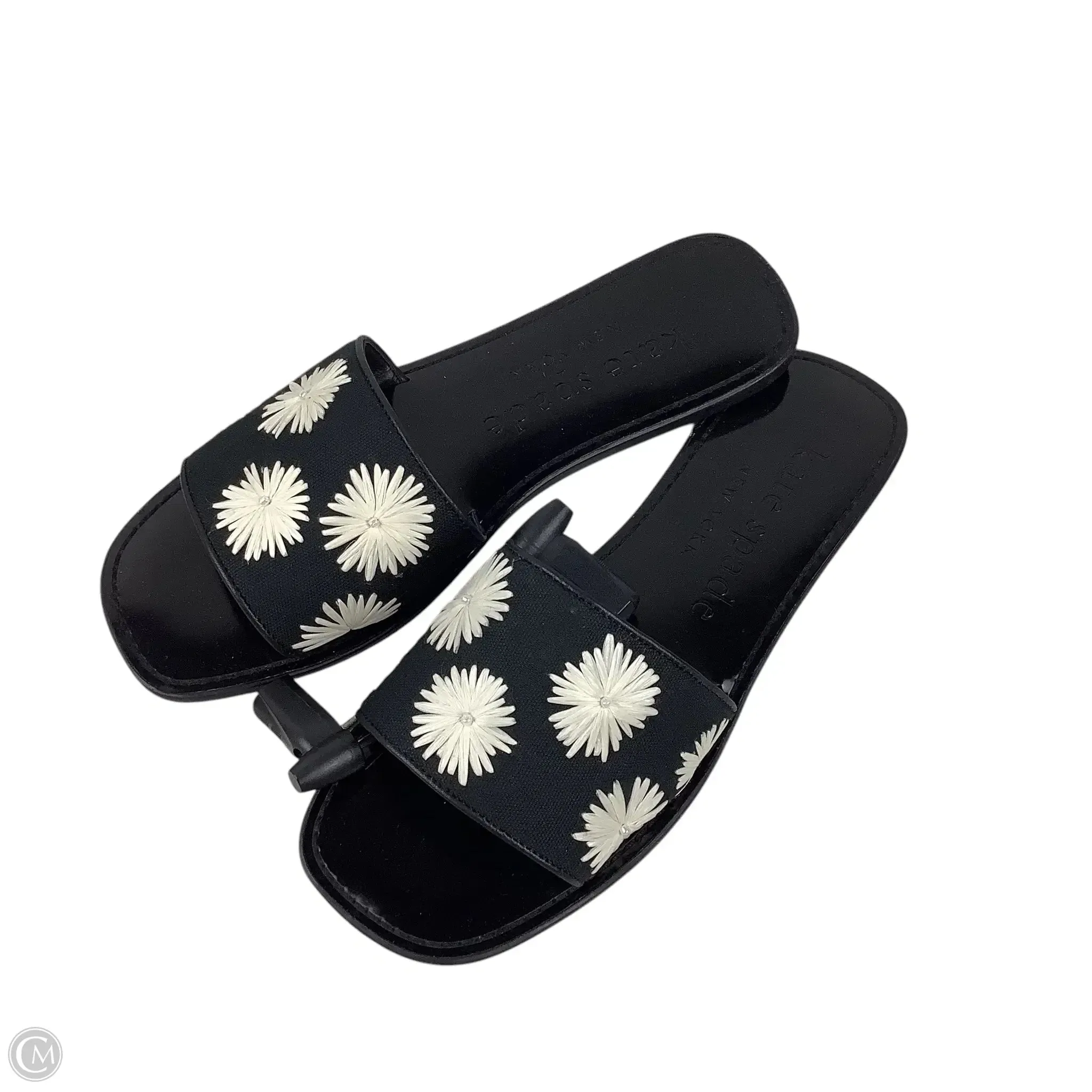 Cushioned Base Busy Professionals Summer Heat Sandals Designer By Kate Spade In Black & White, Size: 7.5