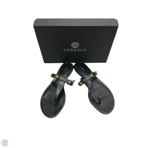Sandals Luxury Designer By Versace In Black, Size: 9.5 Black Edge