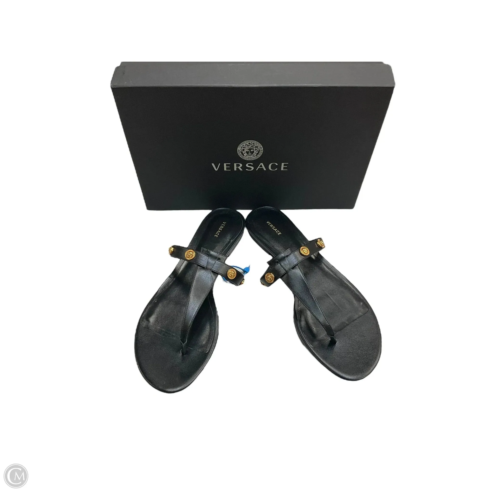 Sandals Luxury Designer By Versace In Black, Size: 9.5 Black Edge