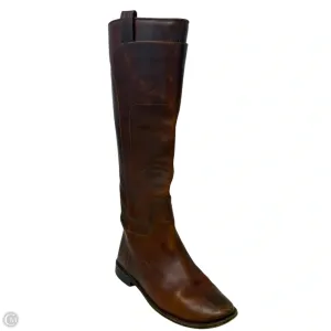 Summer cool Breathable Textile Lining Paige Leather Riding Boots Designer By Frye In Brown, Size: 7.5