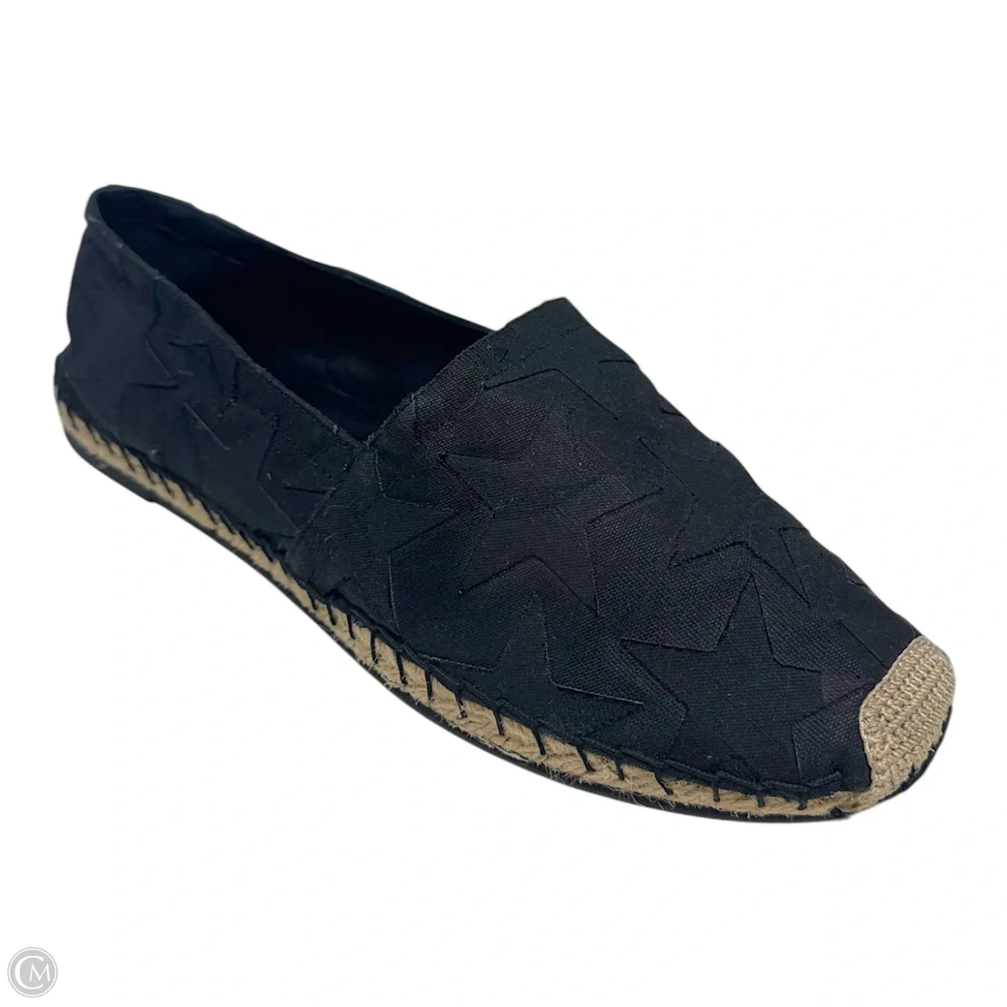 zipper Dual Density Foam Layers Star Espadrille Flats Shoes Luxury Designer By Valentino-garavani In Black, Size: 9 (39 EU)