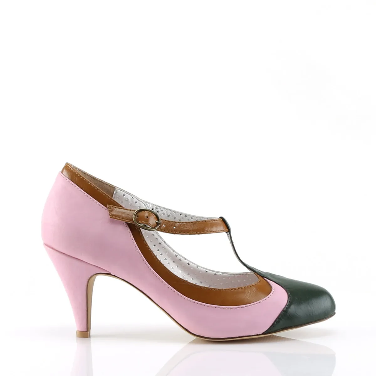 PEACH-03 Pin Up Couture Peach Baby Pink Faux Leather Sexy Single Soles (Retro Heels)