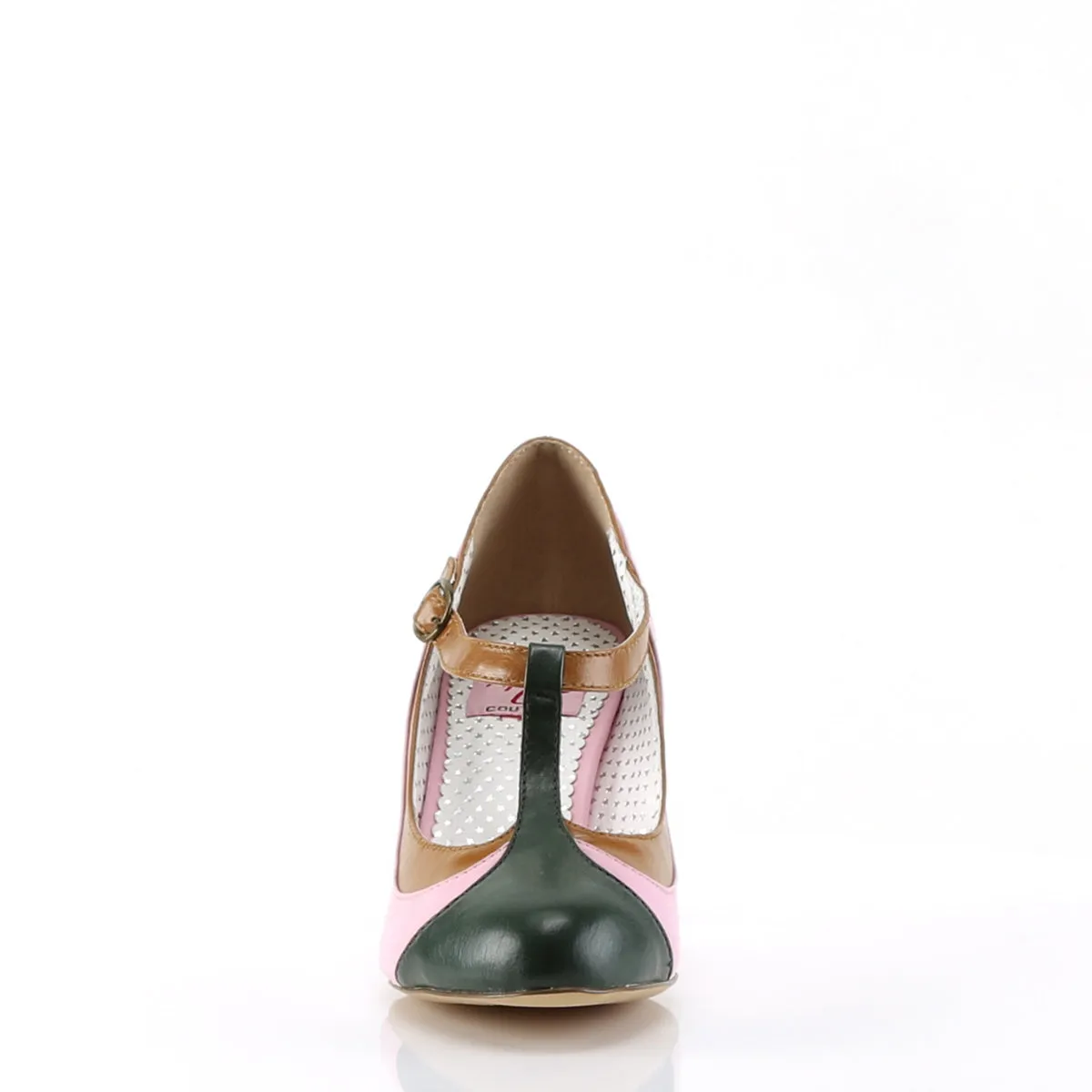 PEACH-03 Pin Up Couture Peach Baby Pink Faux Leather Sexy Single Soles (Retro Heels)