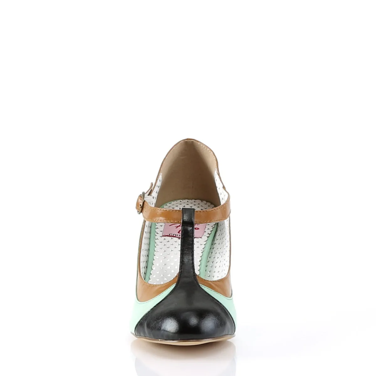 PEACH-03 Pin Up Couture Peach Mint Multi Faux Leather Sexy Single Soles (Retro Heels)