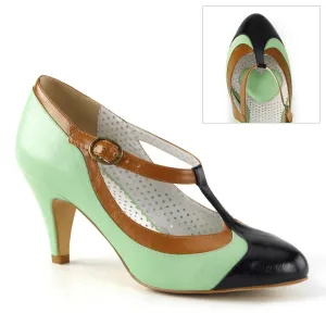 PEACH-03 Pin Up Couture Peach Mint Multi Faux Leather Sexy Single Soles (Retro Heels)