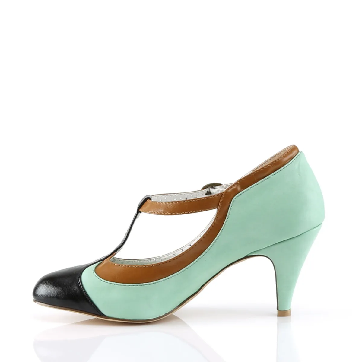 PEACH-03 Pin Up Couture Peach Mint Multi Faux Leather Sexy Single Soles (Retro Heels)