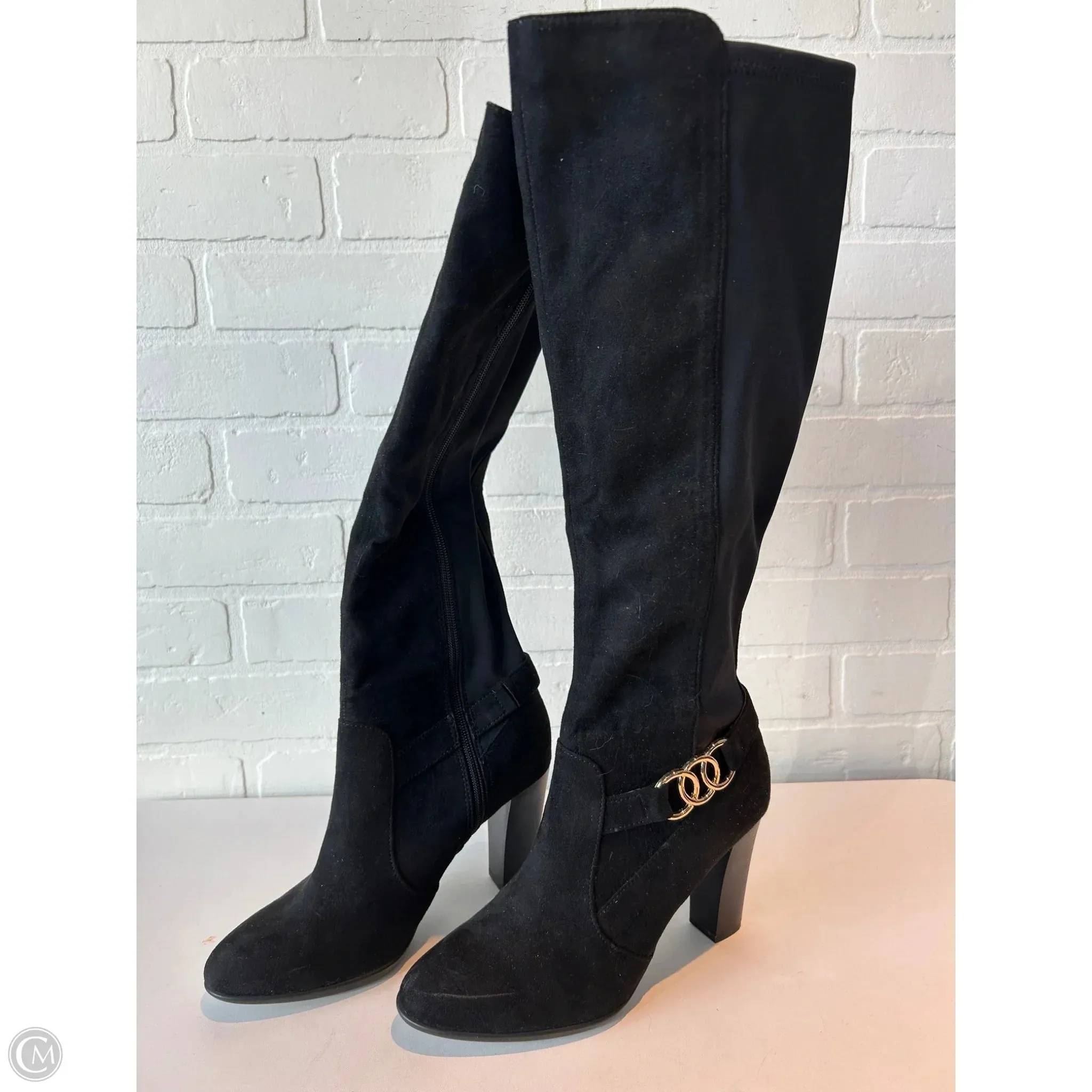 Boots Knee Heels By Kelly And Katie In Black, Size: 7.5 Seamless Comfort Urban Traveler Ankle padding