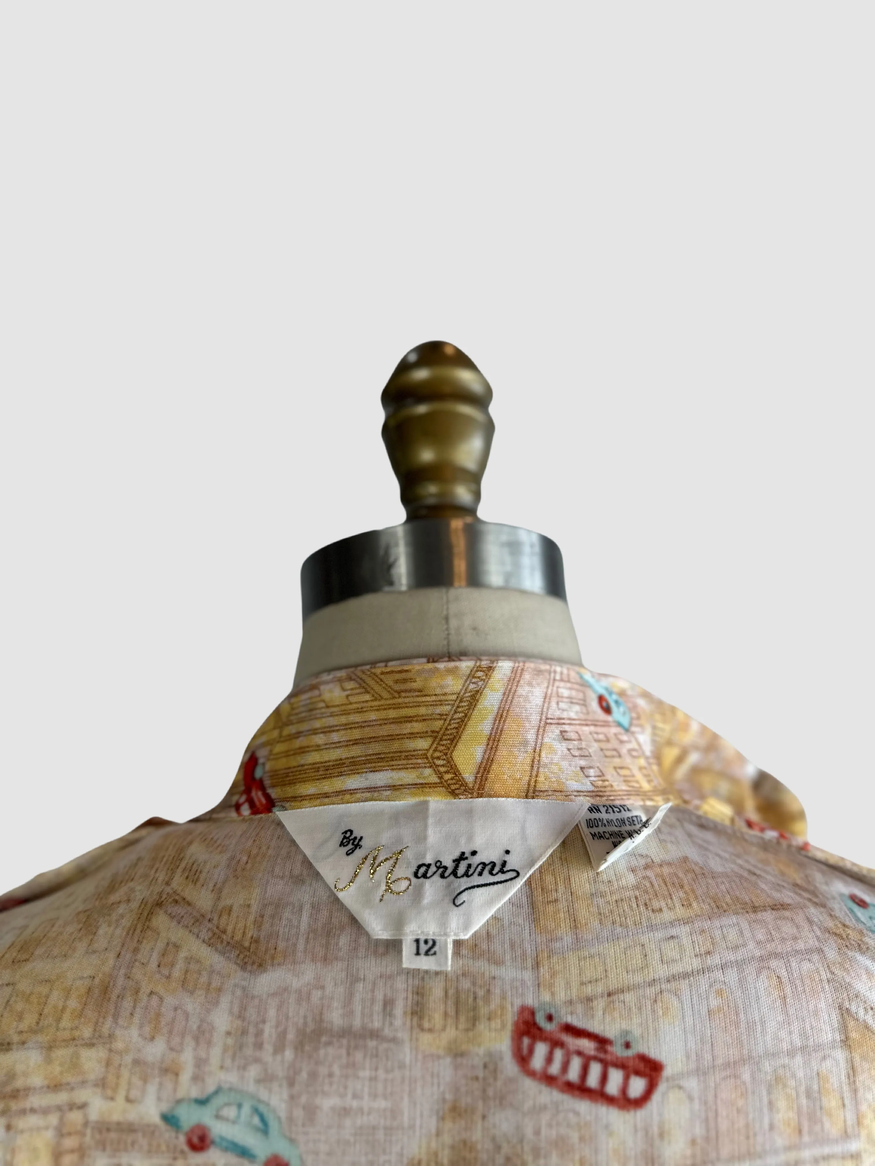 PIERRE FOSHEY 70s Deadstock City Print Polyester Disco Shirt • Medium