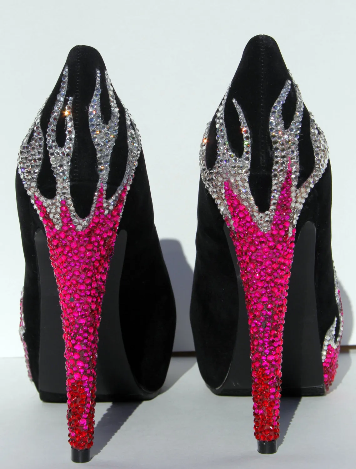 Pink & Black Crystal Biker Chic Heels