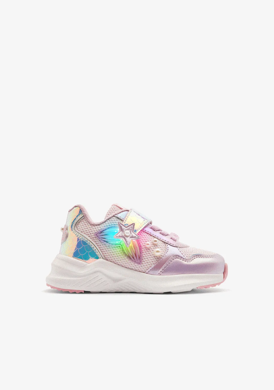 Pink Mermaid Sneakers with Lights