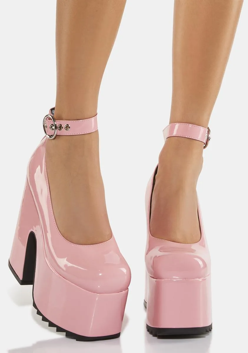 Pink Power Trip Chunky Platform Heels