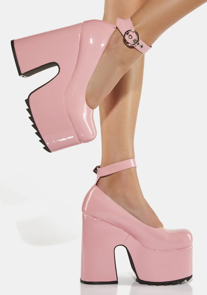 Pink Power Trip Chunky Platform Heels