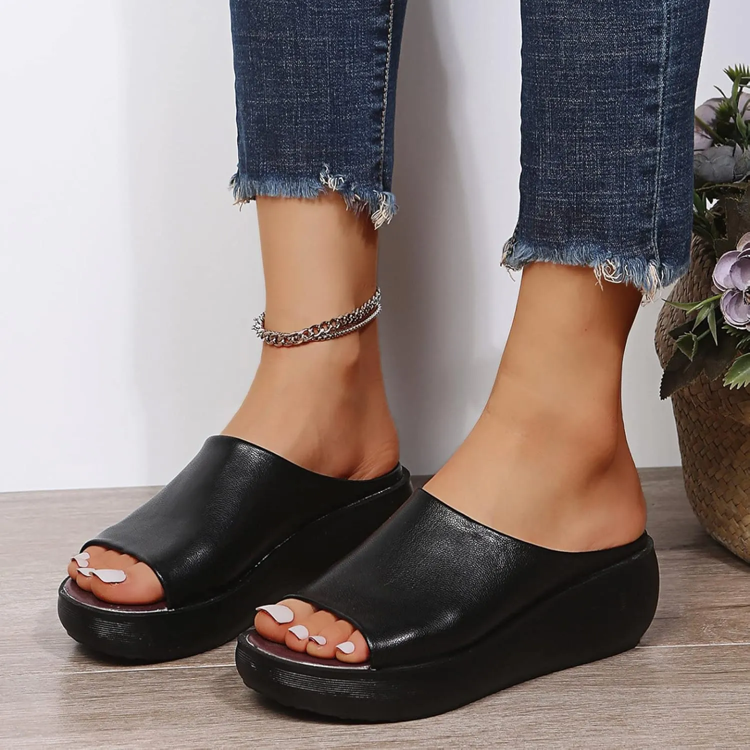 Platform Sandals Women Chunky Block Heel Peep Toe Ankle Strap Dressy Summer Sandals for Outdoor Casual Comfortable Wear Orthopedic Sandal Beach Dressy Flip Flops for Wide Toe 2025 Spring