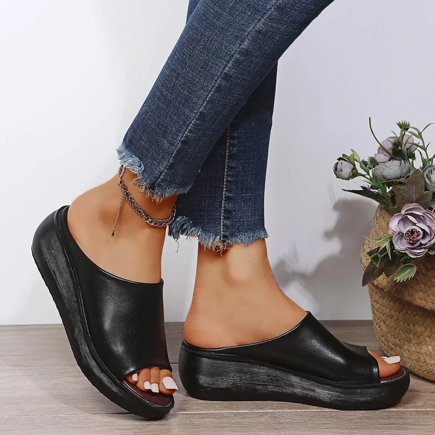 Platform Sandals Women Chunky Block Heel Peep Toe Ankle Strap Dressy Summer Sandals for Outdoor Casual Comfortable Wear Orthopedic Sandal Beach Dressy Flip Flops for Wide Toe 2025 Spring