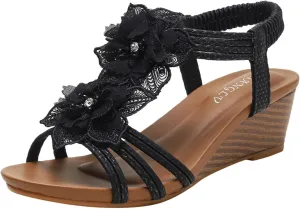 Platform Sandals Women Slip On Espadrille Wedges with Cork Sole and Adjustable Ankle Strap for Summer Casual Looks Orthopedic Sandal Beach Dressy Flip Flops for Wide Toe 2025 Spring