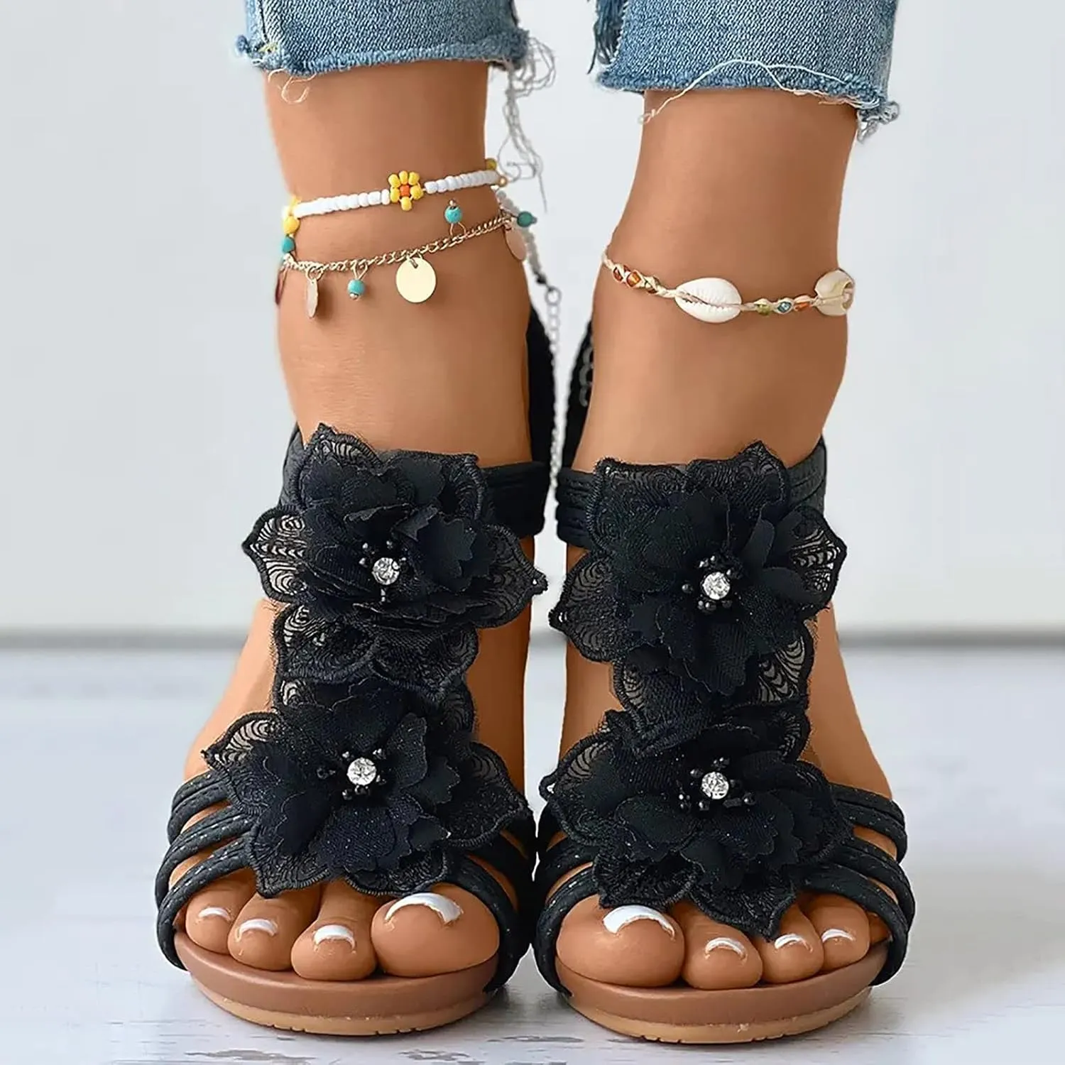 Platform Sandals Women Slip On Espadrille Wedges with Cork Sole and Adjustable Ankle Strap for Summer Casual Looks Orthopedic Sandal Beach Dressy Flip Flops for Wide Toe 2025 Spring