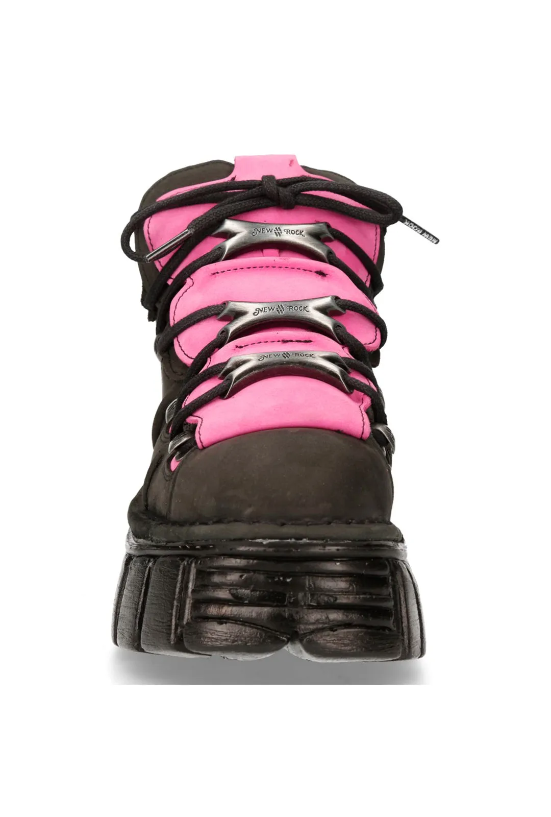 PRE-ORDER M-106-C26 New Rock Black & Pink Platform Shoes