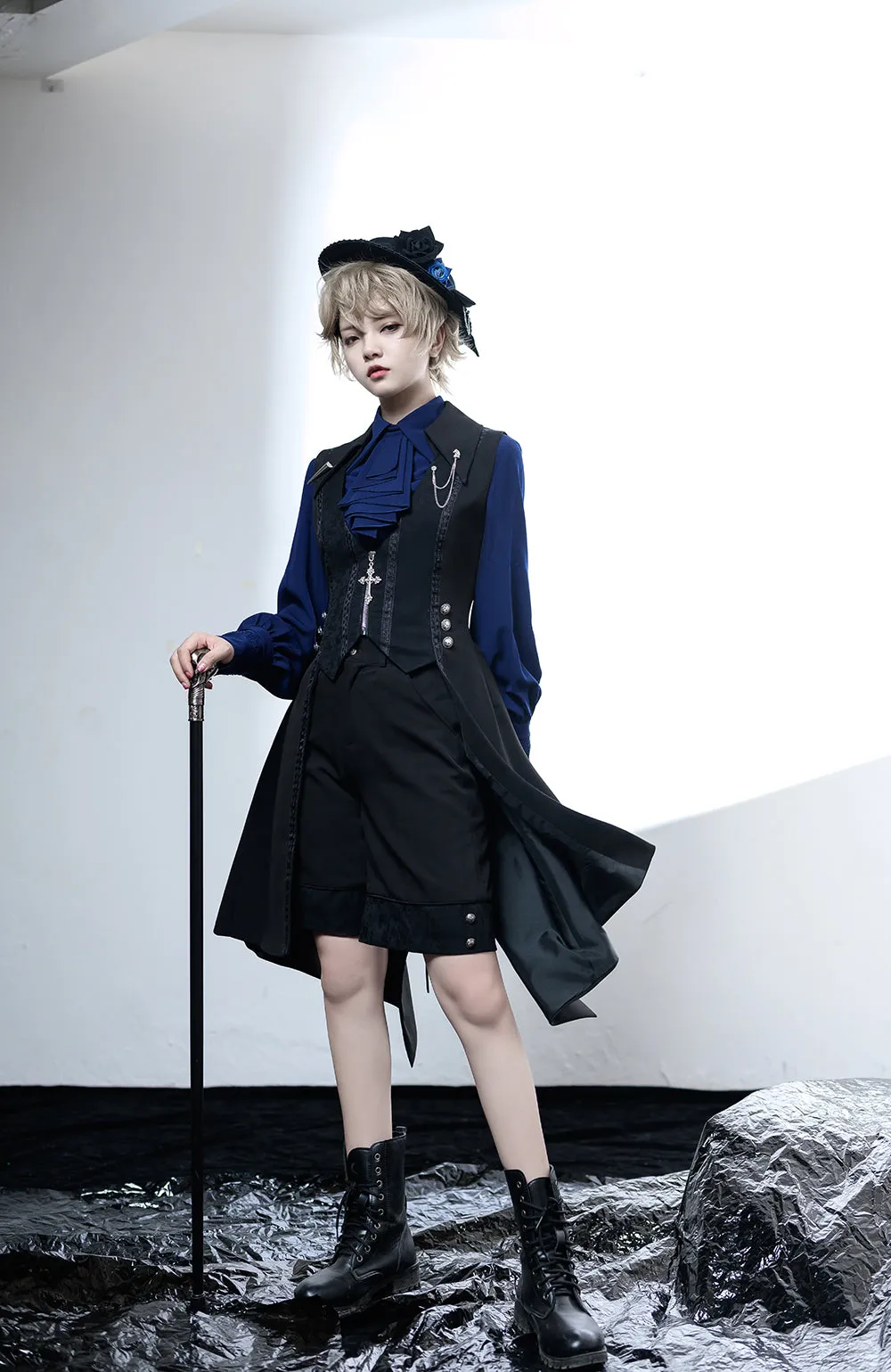 Princess Chronicles~Black and Blue~Retro Ouji Lolita Shirt