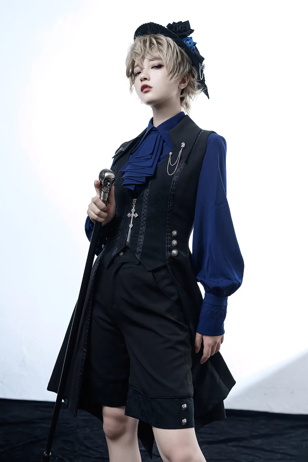 Princess Chronicles~Black and Blue~Retro Ouji Lolita Shirt