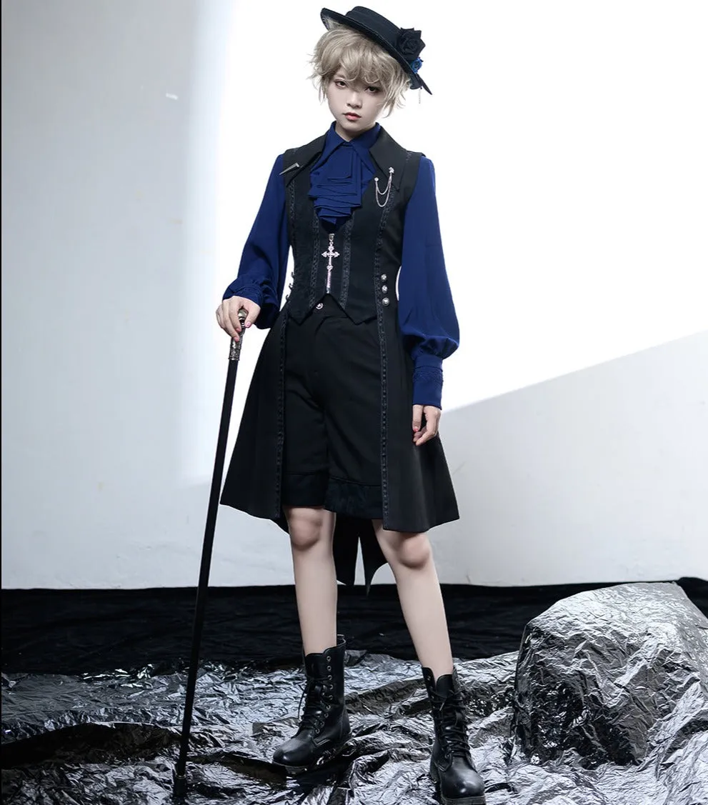 Princess Chronicles~Black and Blue~Retro Ouji Lolita Shirt