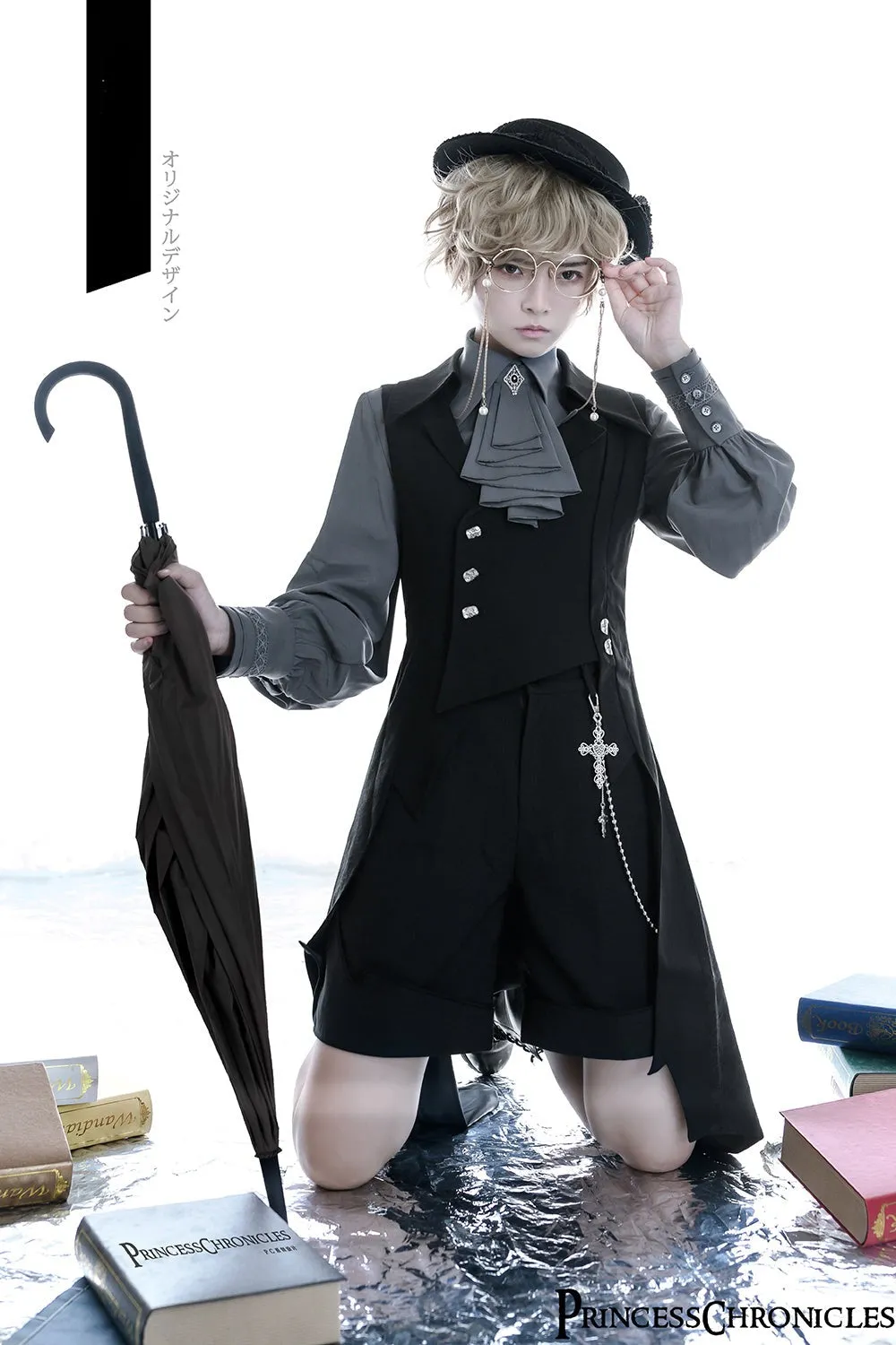 Princess Chronicles~Black and Blue~Retro Ouji Lolita Shirt