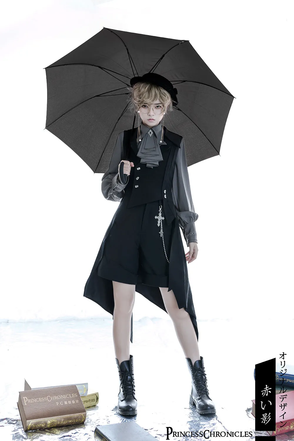 Princess Chronicles~Black and Blue~Retro Ouji Lolita Shirt