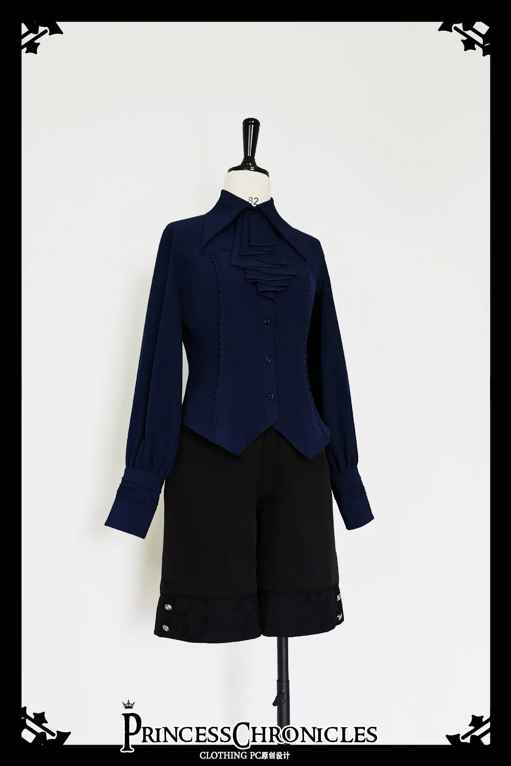 Princess Chronicles~Black and Blue~Retro Ouji Lolita Shirt