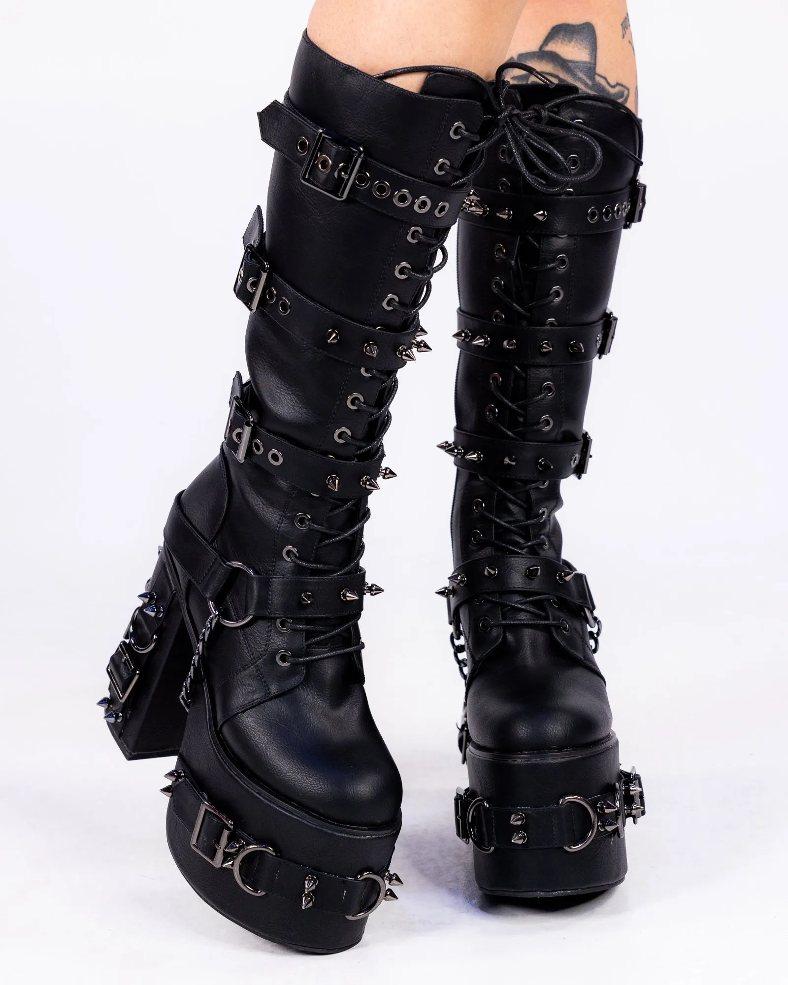 Princess Darkness Women's Black Knee High Platform Boots