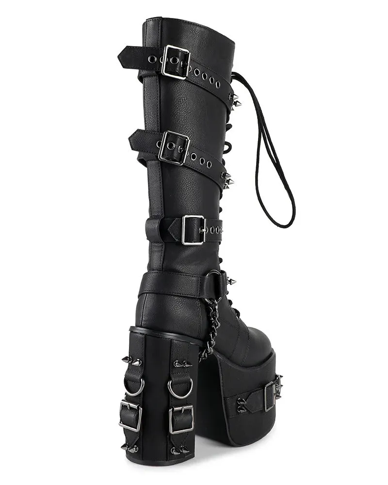Princess Darkness Women's Black Knee High Platform Boots