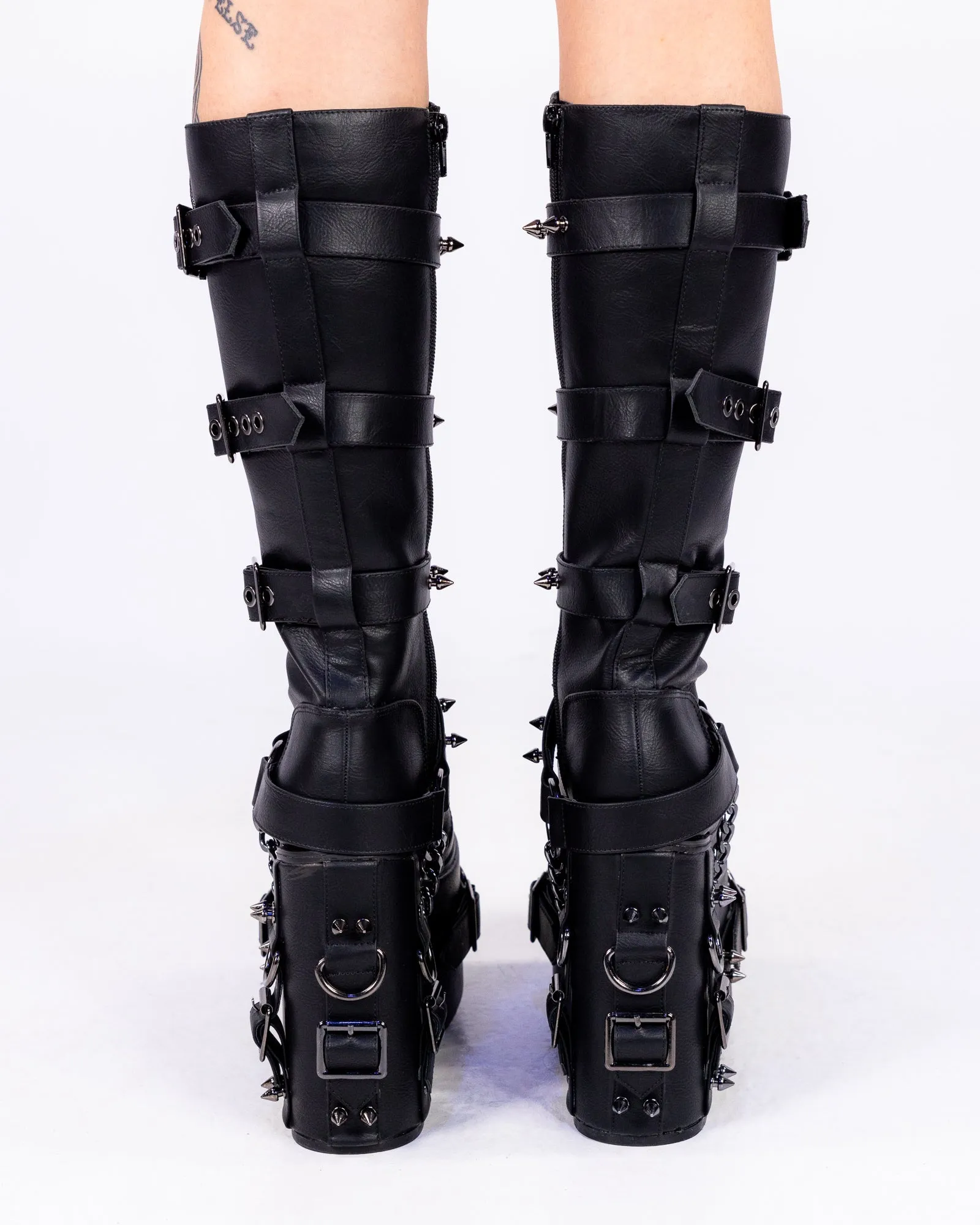 Princess Darkness Women's Black Knee High Platform Boots