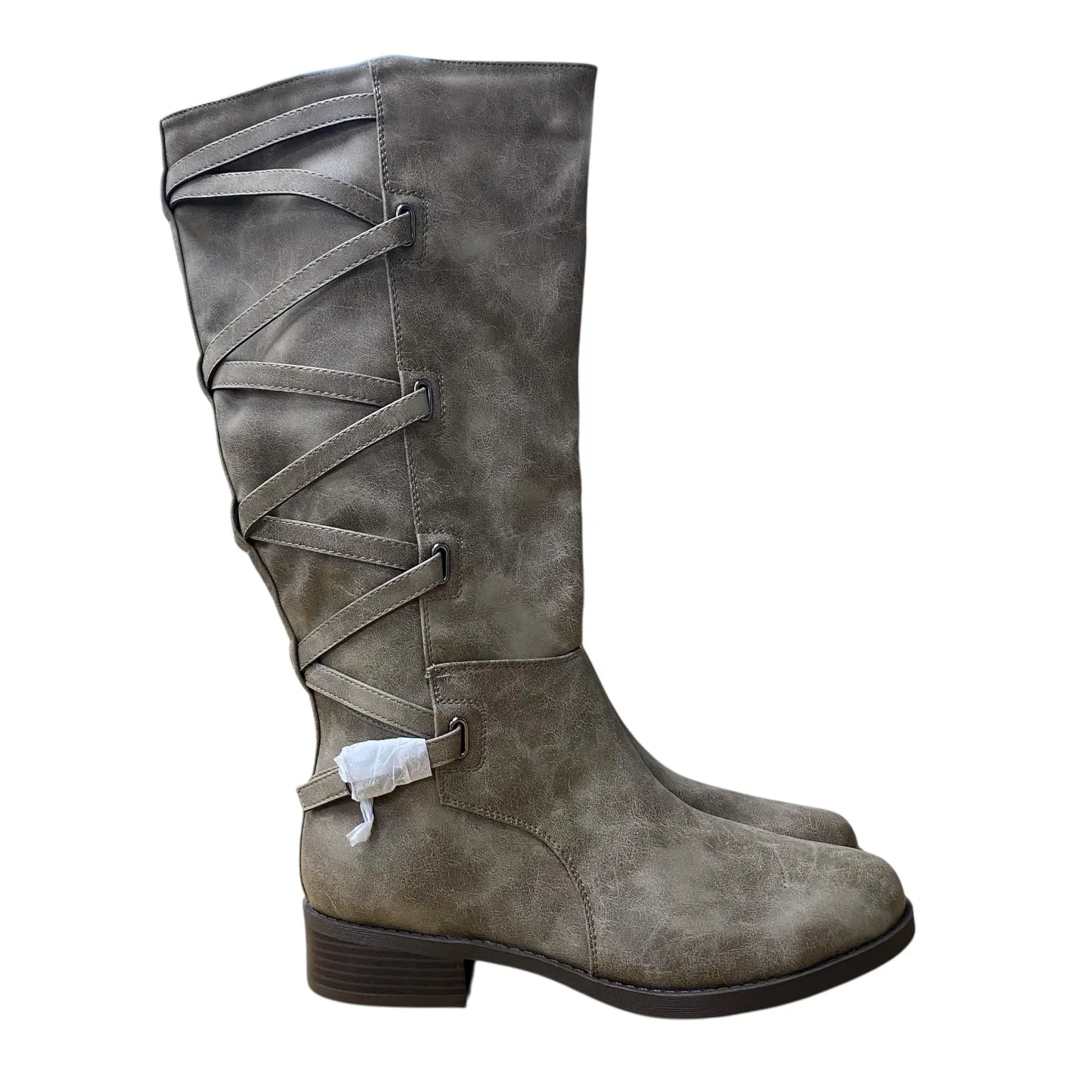 Transitional Season midsole Boots Knee Flats By Journee In Taupe, Size:10