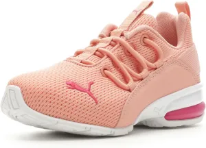 PUMA Cross Training Shoes Axelion Mesh Sneaker, 11.5 US Unisex Little Kid, Poppy Pink White-pinktastic