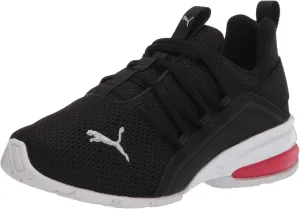 PUMA -Men's Axelion Mesh Sneaker Black Silver-High Risk Red, 10.5Little Kid