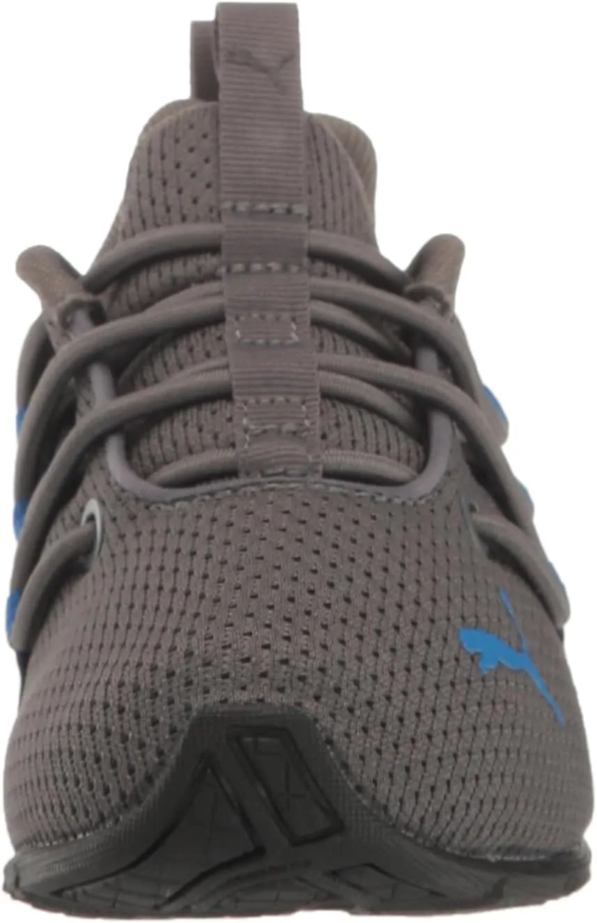 PUMA Unisex-Child Axelion Spirit Indoor Training Alternate Closure Sneaker, Castlerock Black-Victoria Blue, 2.5 US Little Kid