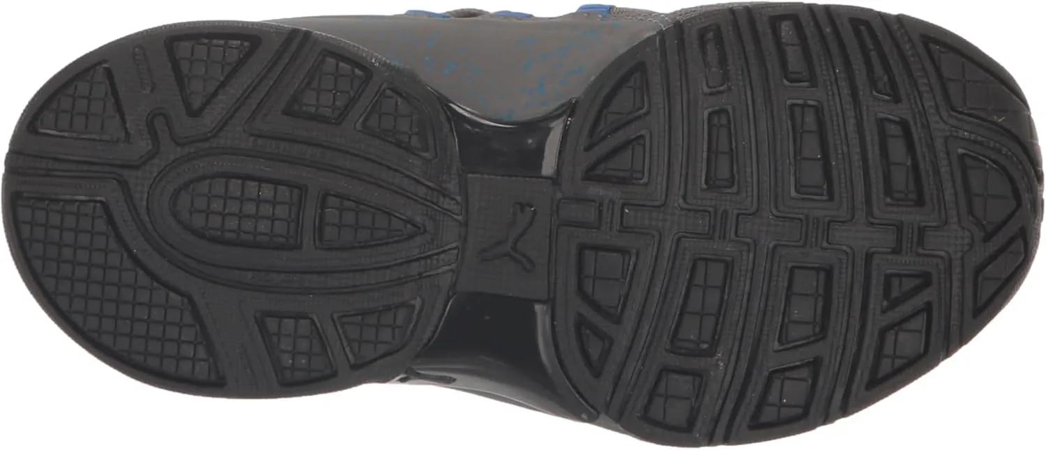 PUMA Unisex-Child Axelion Spirit Indoor Training Alternate Closure Sneaker, Castlerock Black-Victoria Blue, 2.5 US Little Kid